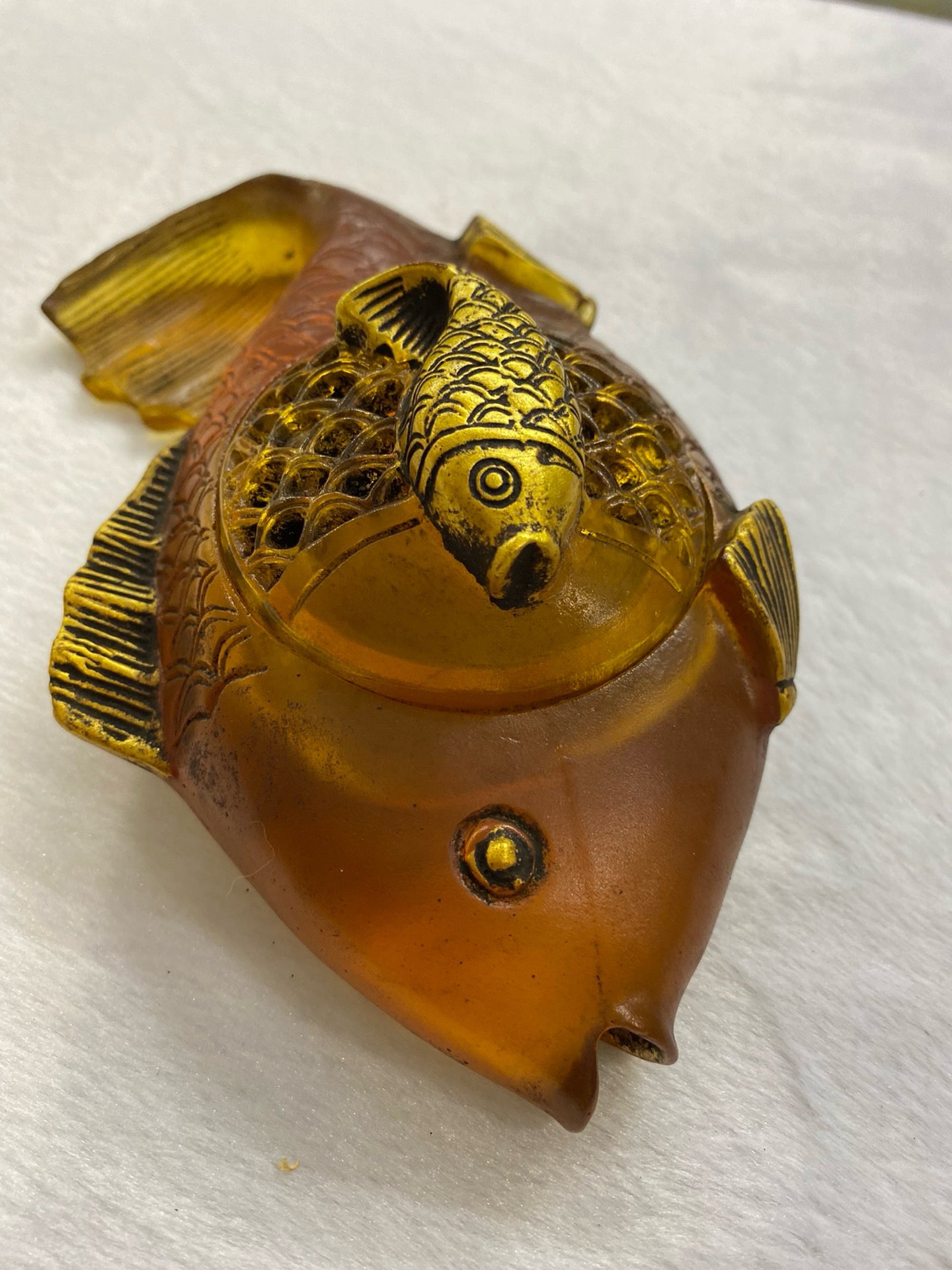 Chinese antique glass fish shaped pen wash