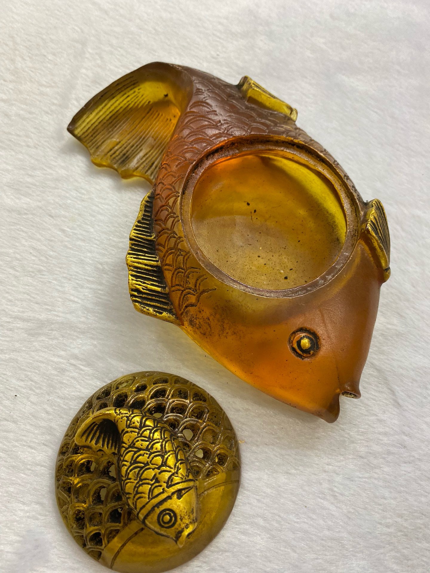 Chinese antique glass fish shaped pen wash