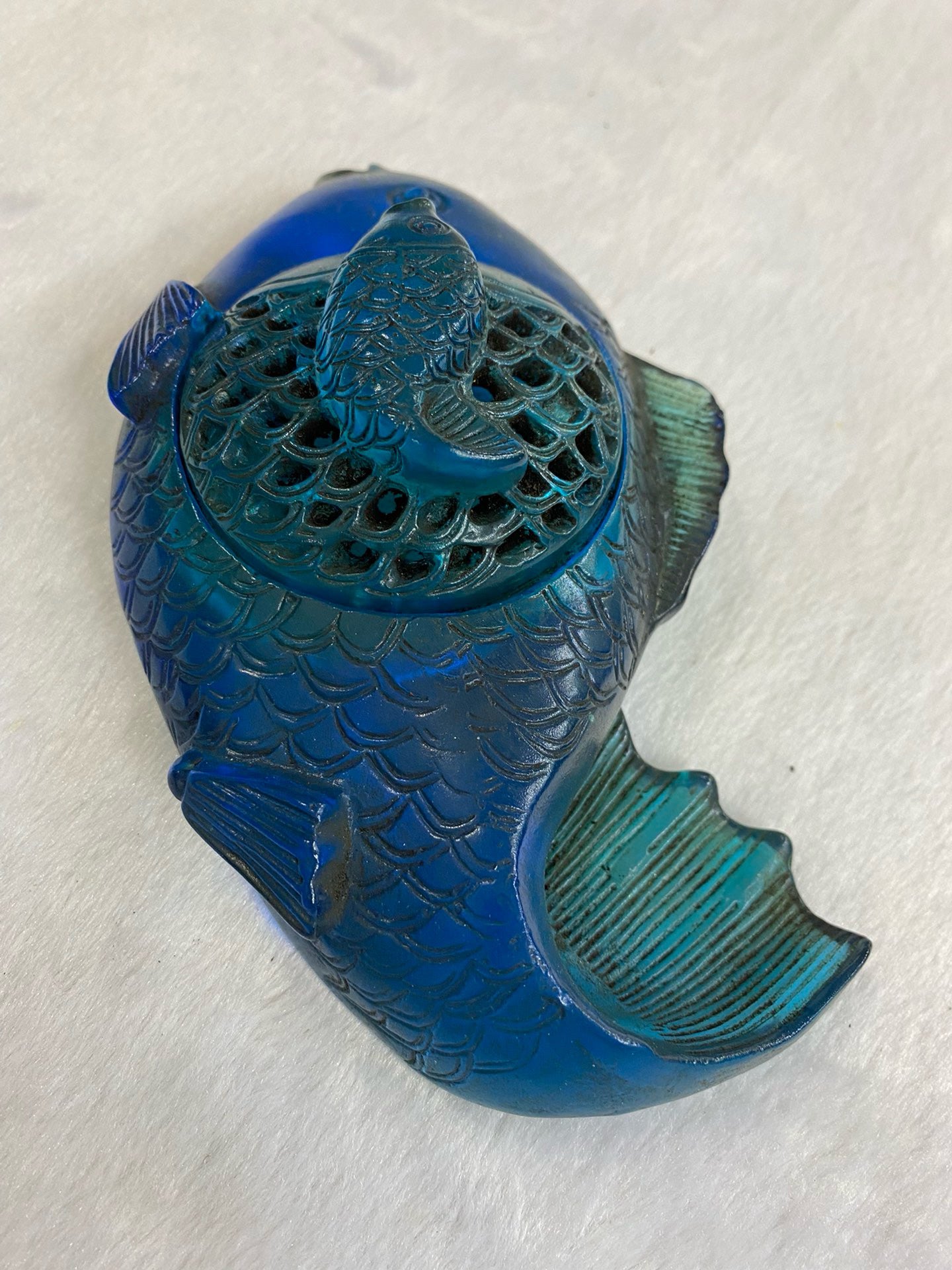 Chinese antique glass fish shaped pen wash