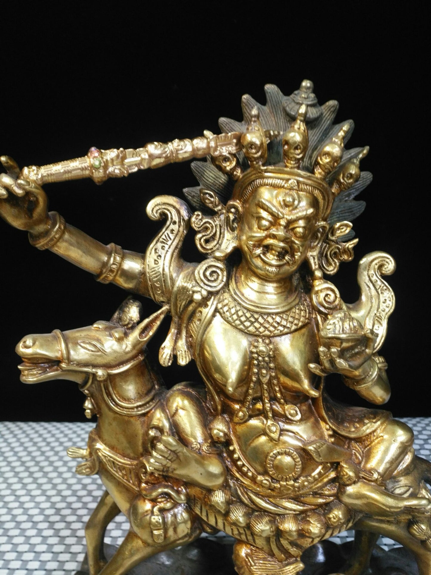 Chinese antique pure copper auspicious Heavenly Mother Buddha statue