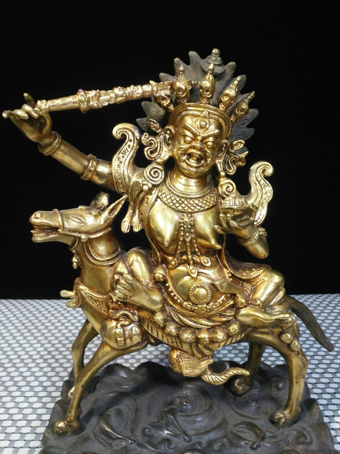 Chinese antique pure copper auspicious Heavenly Mother Buddha statue