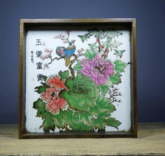 Flower pear wood inlaid hand-painted porcelain plate painting plate tea plate