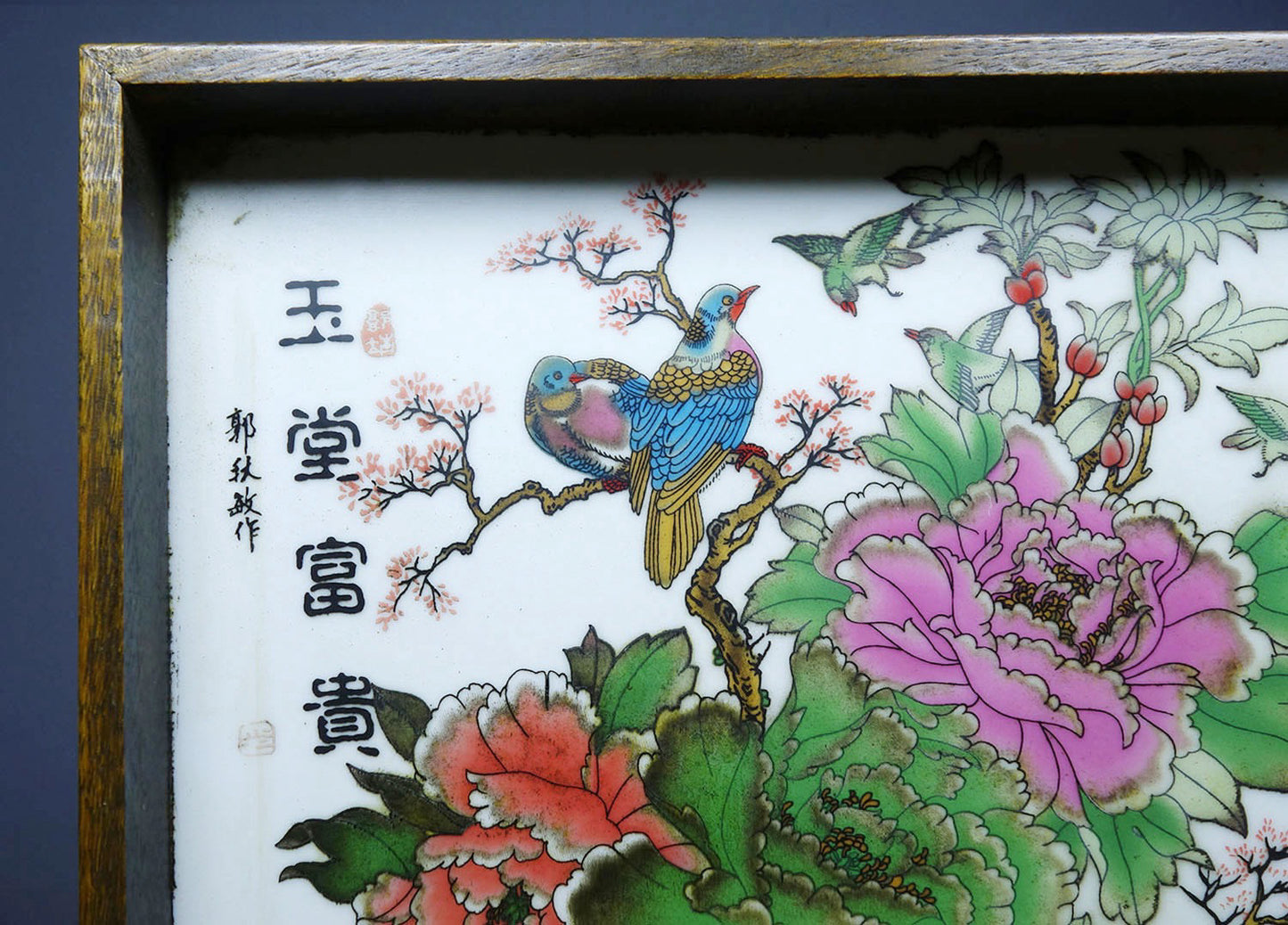 Flower pear wood inlaid hand-painted porcelain plate painting plate tea plate
