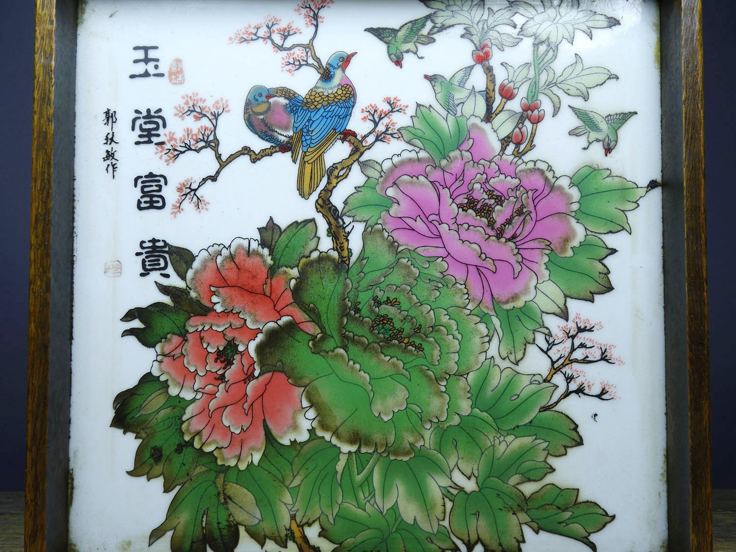 Flower pear wood inlaid hand-painted porcelain plate painting plate tea plate