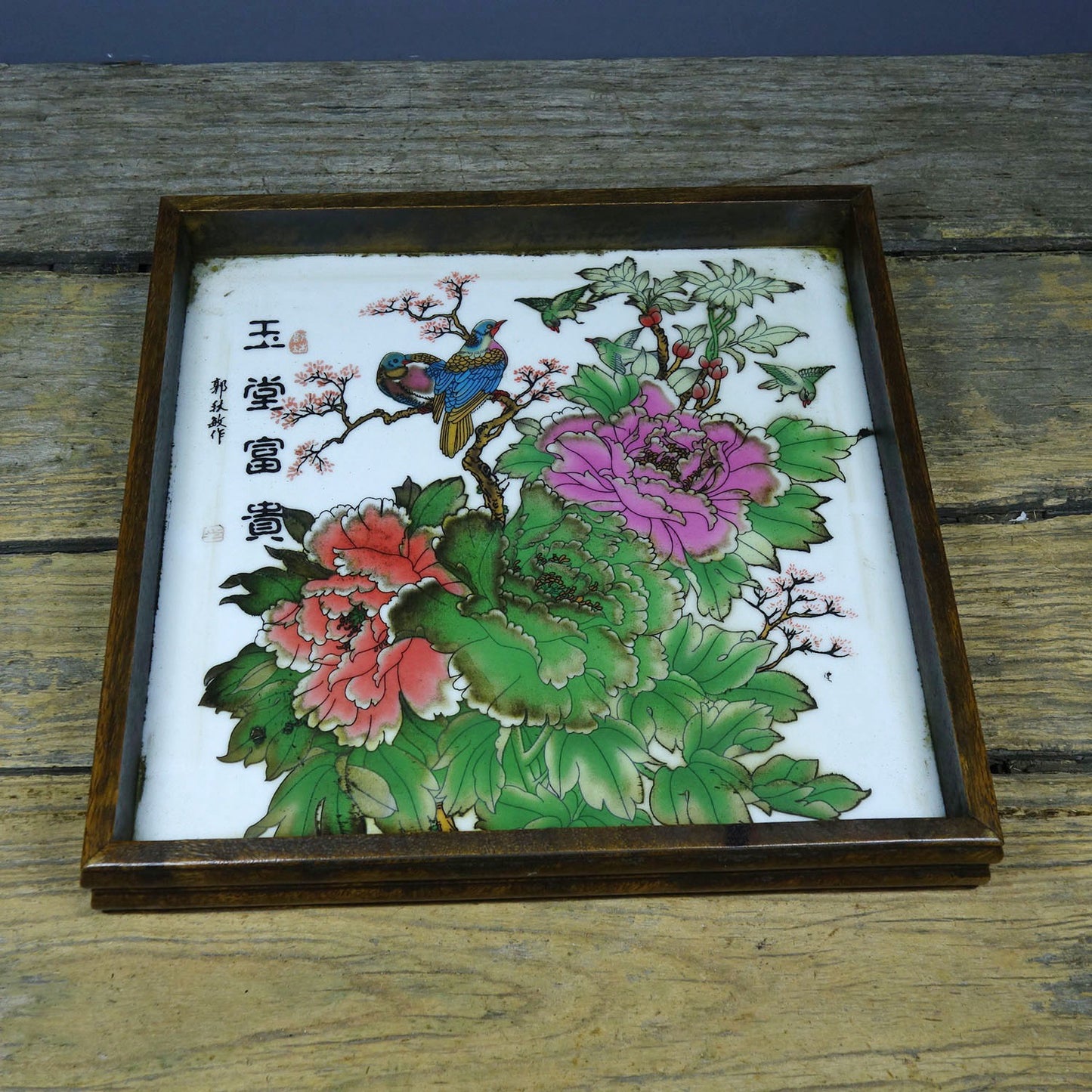 Flower pear wood inlaid hand-painted porcelain plate painting plate tea plate