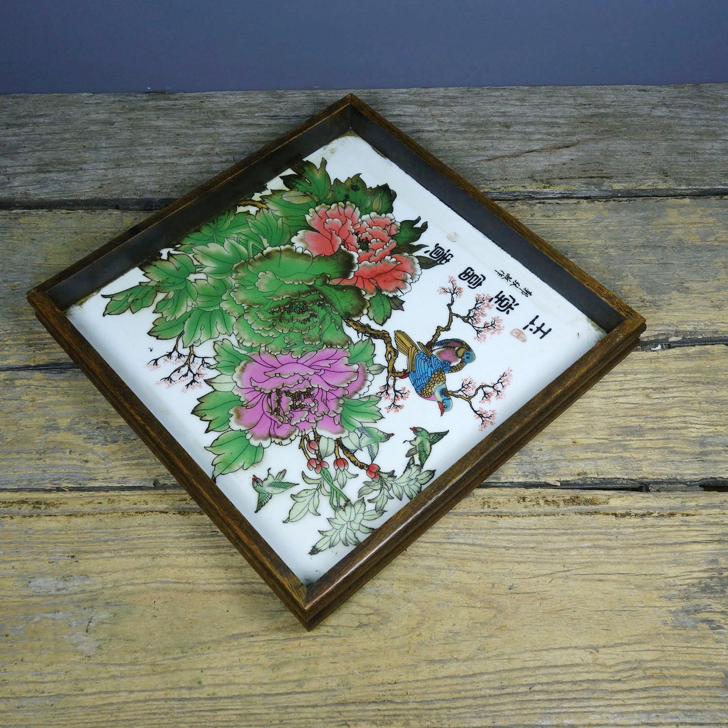 Flower pear wood inlaid hand-painted porcelain plate painting plate tea plate