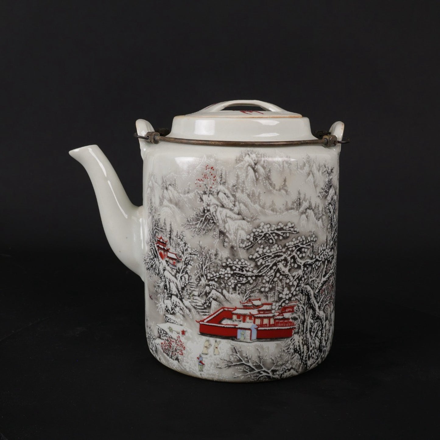 Pink Thousand Snow and Thousand Mountains Pattern Qiao Liang Pot