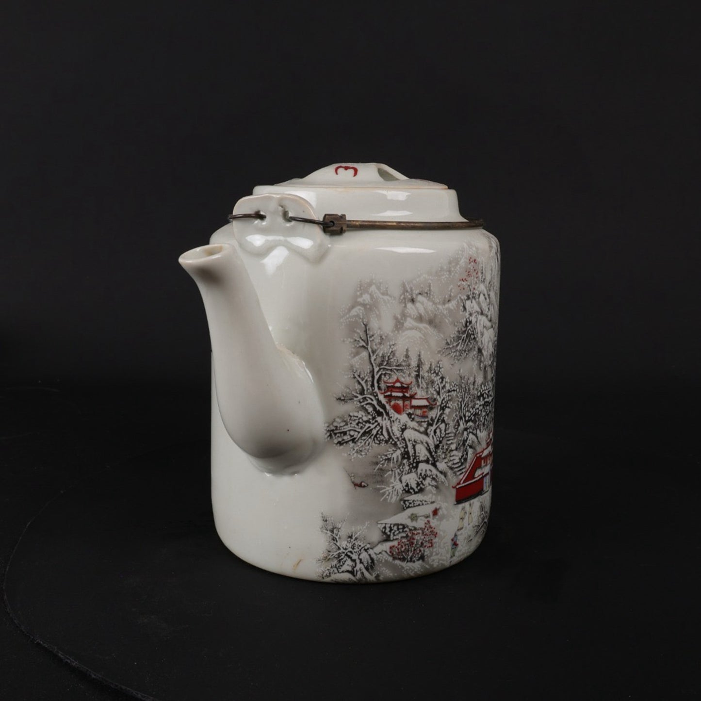 Pink Thousand Snow and Thousand Mountains Pattern Qiao Liang Pot