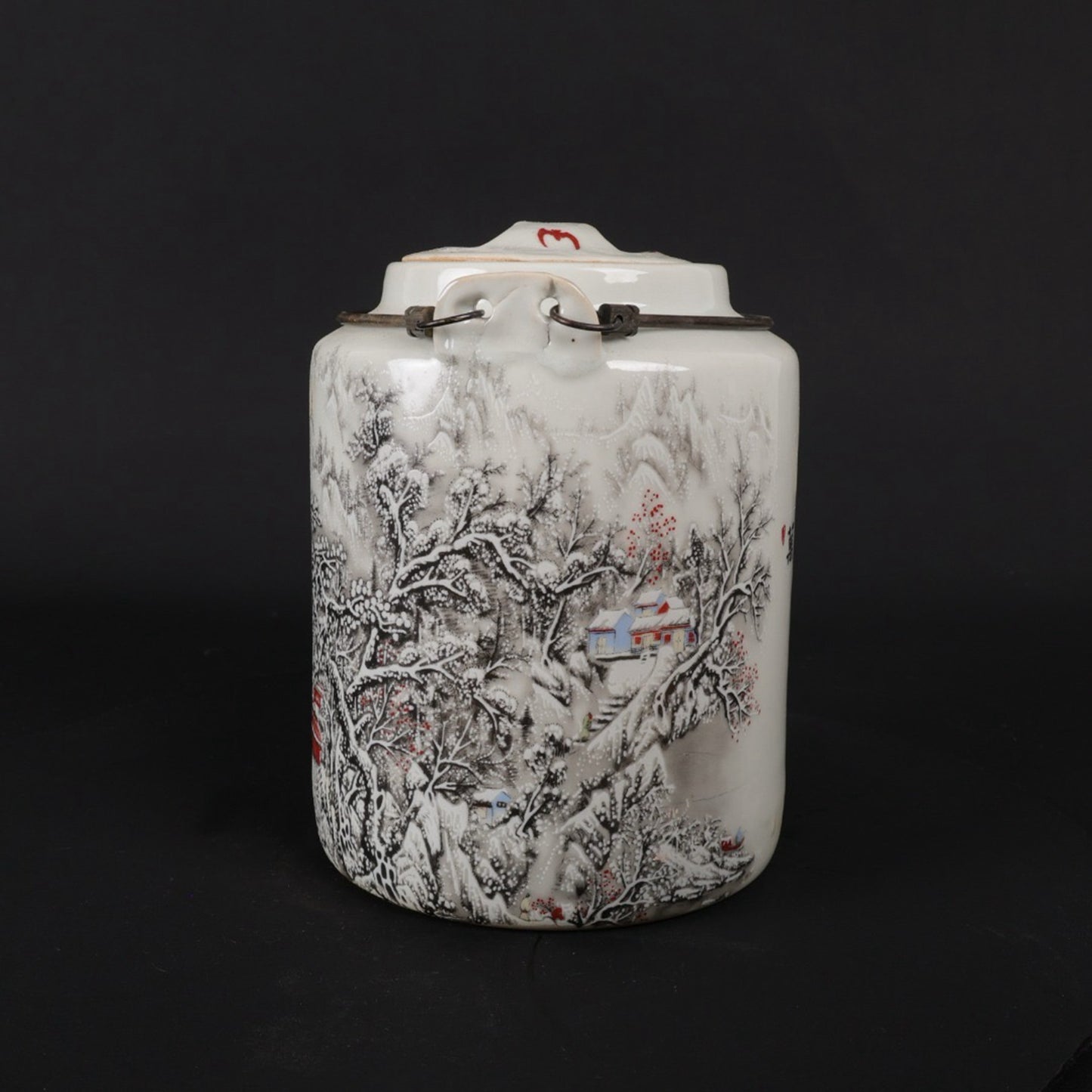 Pink Thousand Snow and Thousand Mountains Pattern Qiao Liang Pot