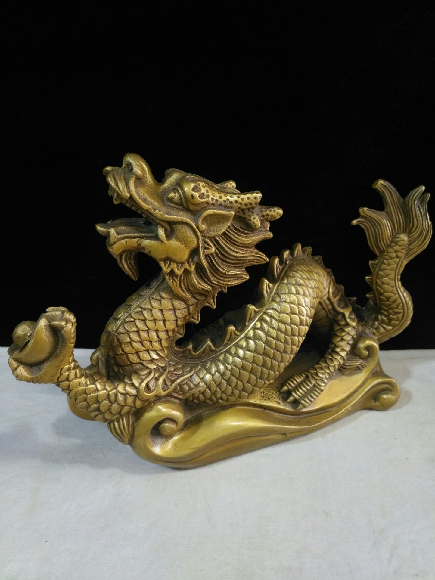 Chinese Antique Pure Copper Zhaocai Golden Dragon