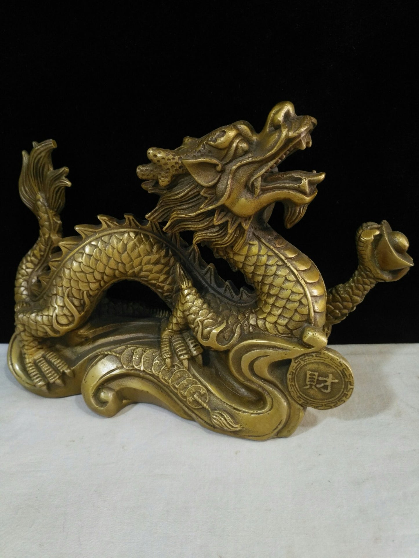 Chinese Antique Pure Copper Zhaocai Golden Dragon