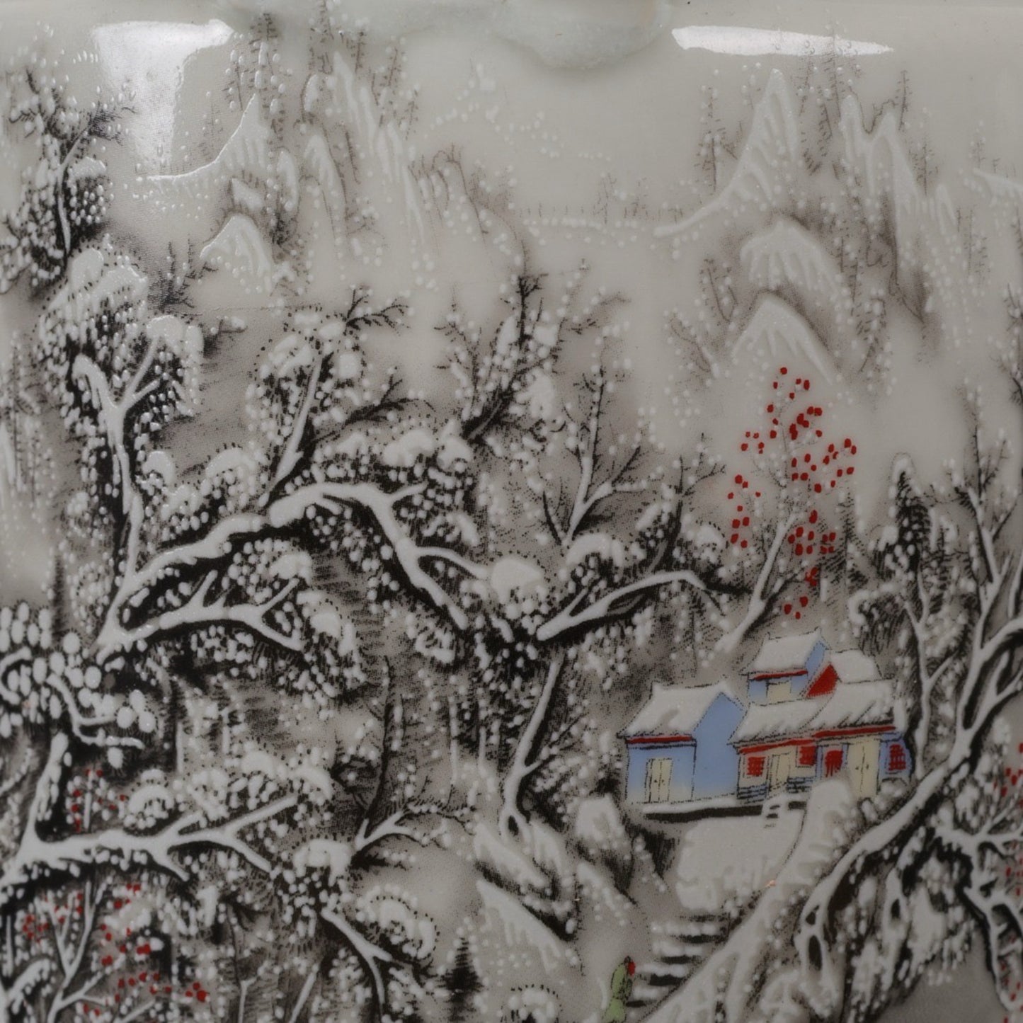 Pink Thousand Snow and Thousand Mountains Pattern Qiao Liang Pot