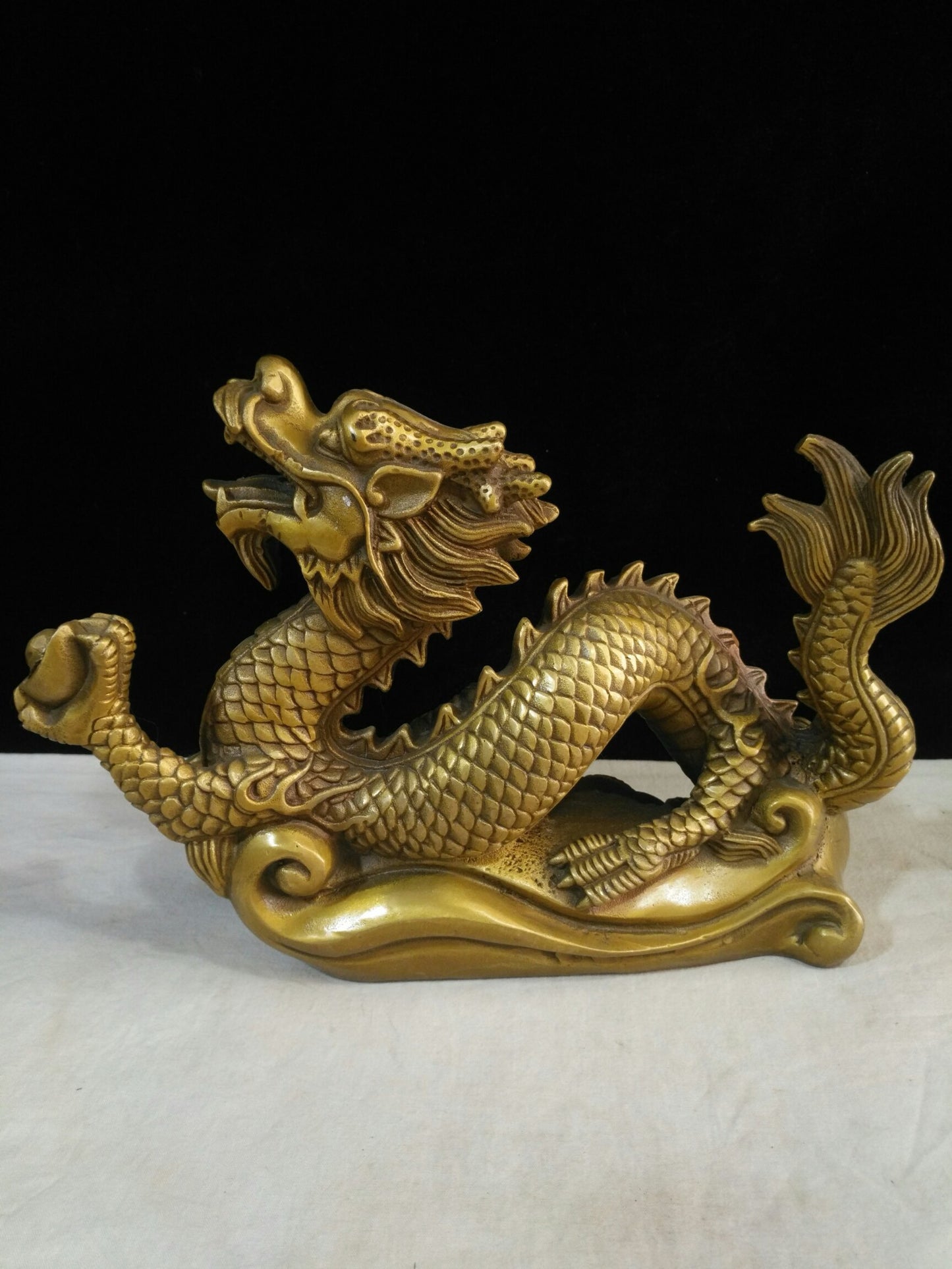 Chinese Antique Pure Copper Zhaocai Golden Dragon