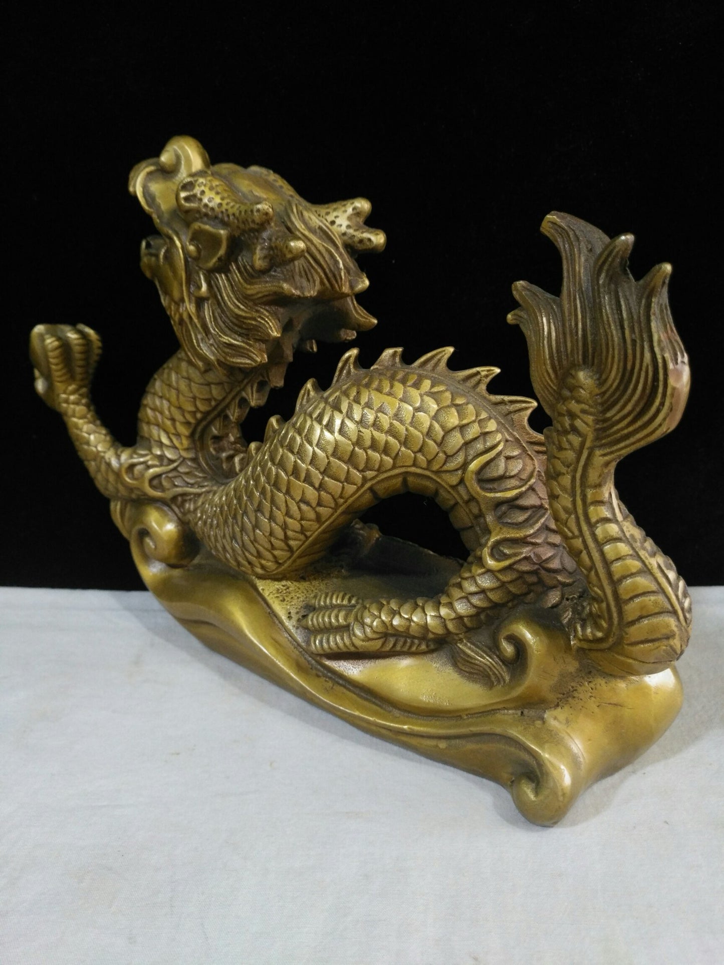 Chinese Antique Pure Copper Zhaocai Golden Dragon