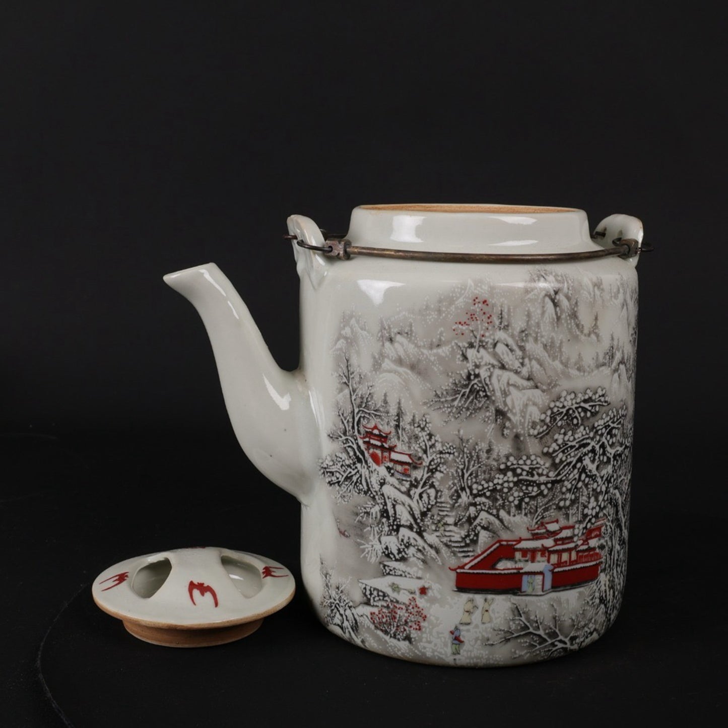 Pink Thousand Snow and Thousand Mountains Pattern Qiao Liang Pot