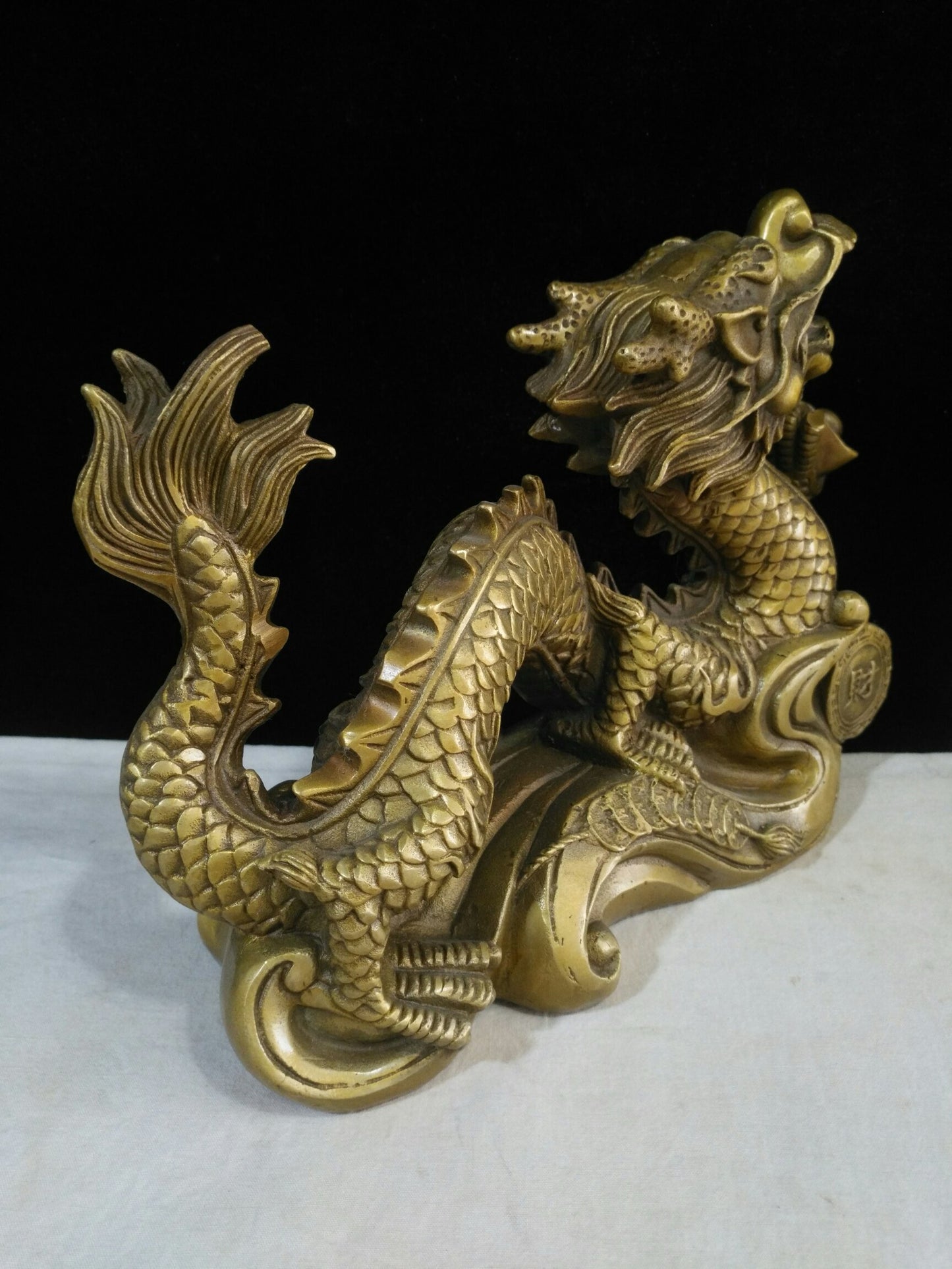 Chinese Antique Pure Copper Zhaocai Golden Dragon