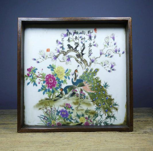 Flower pear wood inlaid hand-painted porcelain plate painting plate tea plate