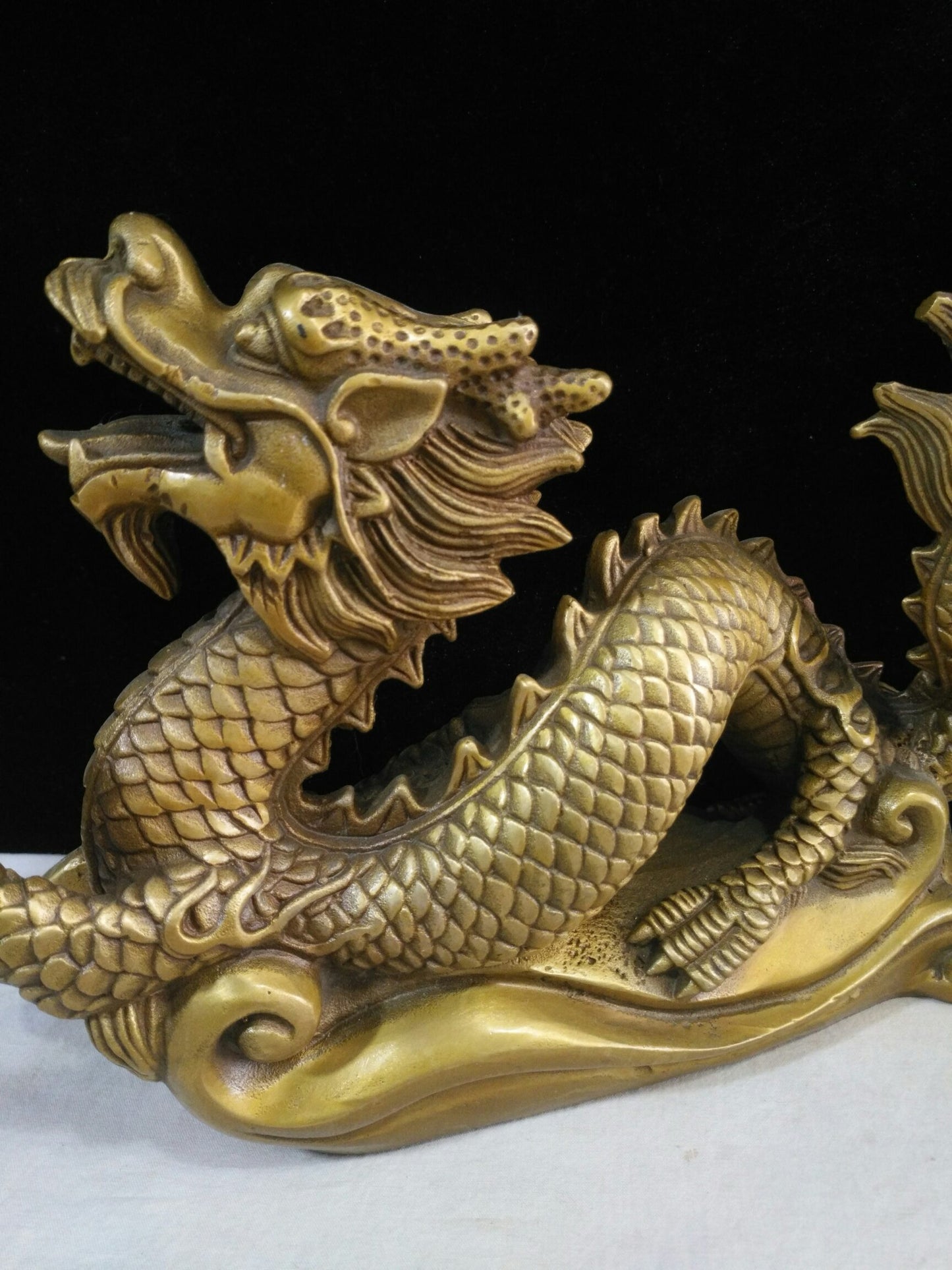 Chinese Antique Pure Copper Zhaocai Golden Dragon
