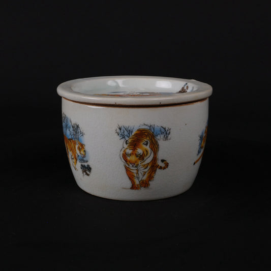 Pink Five Tigers Facing the Door Pattern Small Cricket Jar