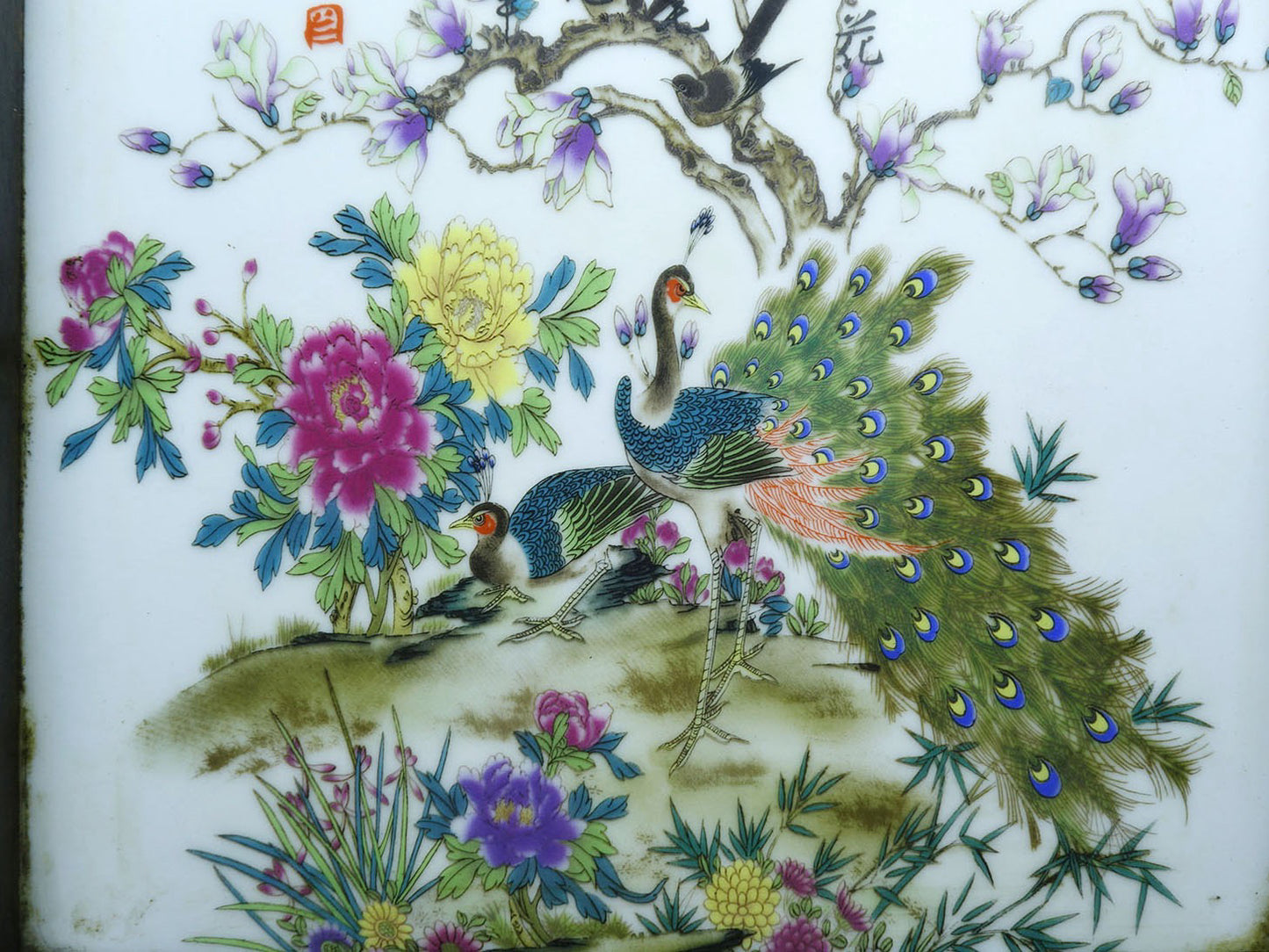 Flower pear wood inlaid hand-painted porcelain plate painting plate tea plate