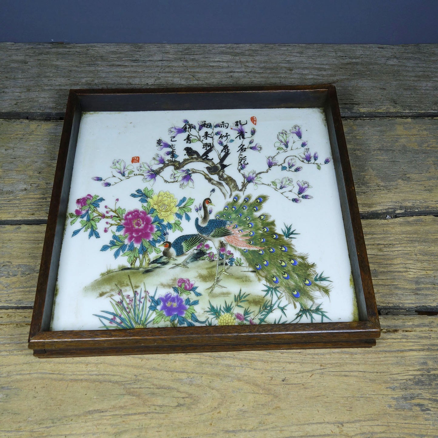 Flower pear wood inlaid hand-painted porcelain plate painting plate tea plate