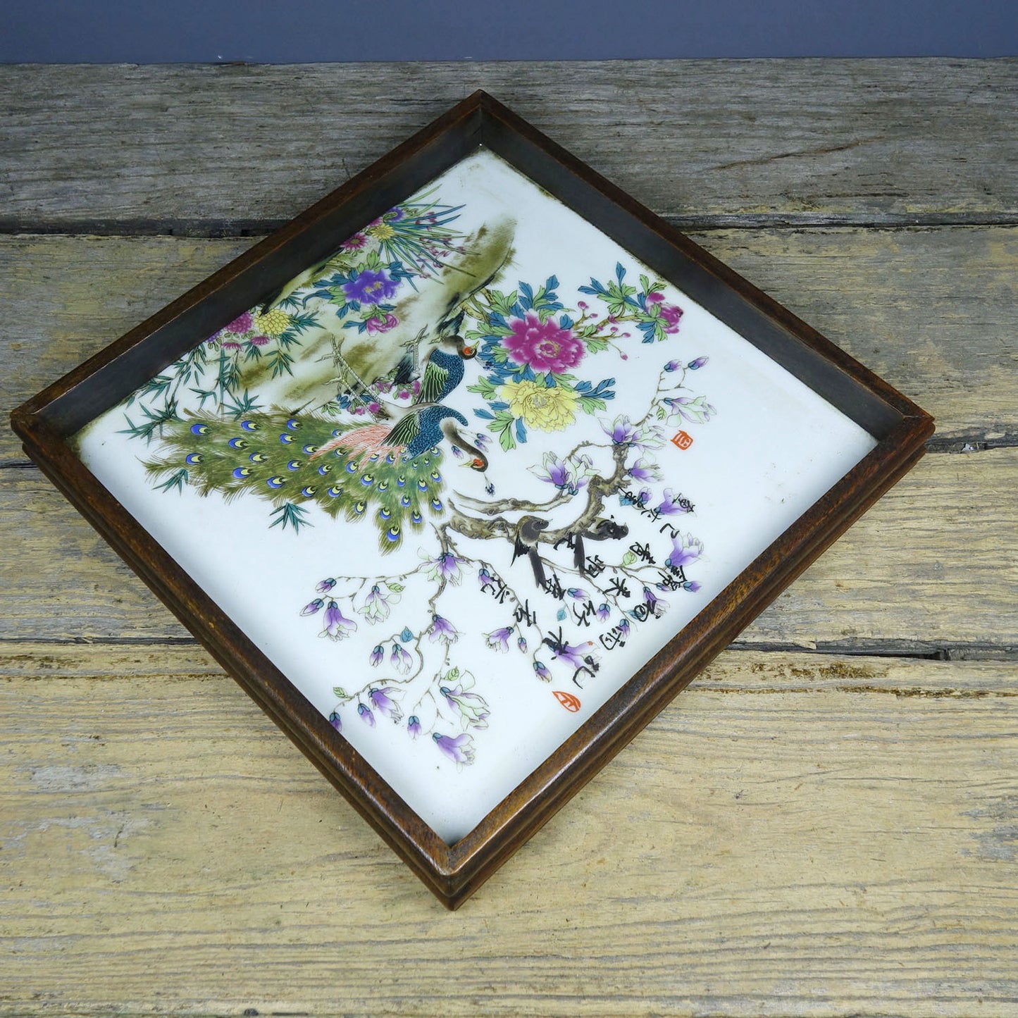 Flower pear wood inlaid hand-painted porcelain plate painting plate tea plate