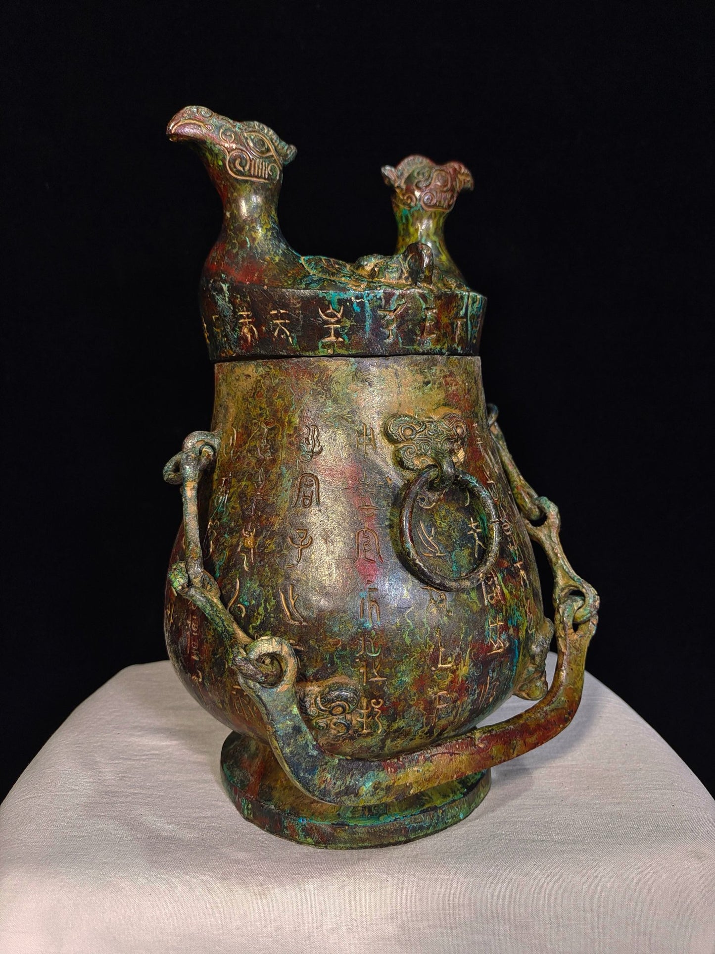 Chinese antique pure copper chain teapot