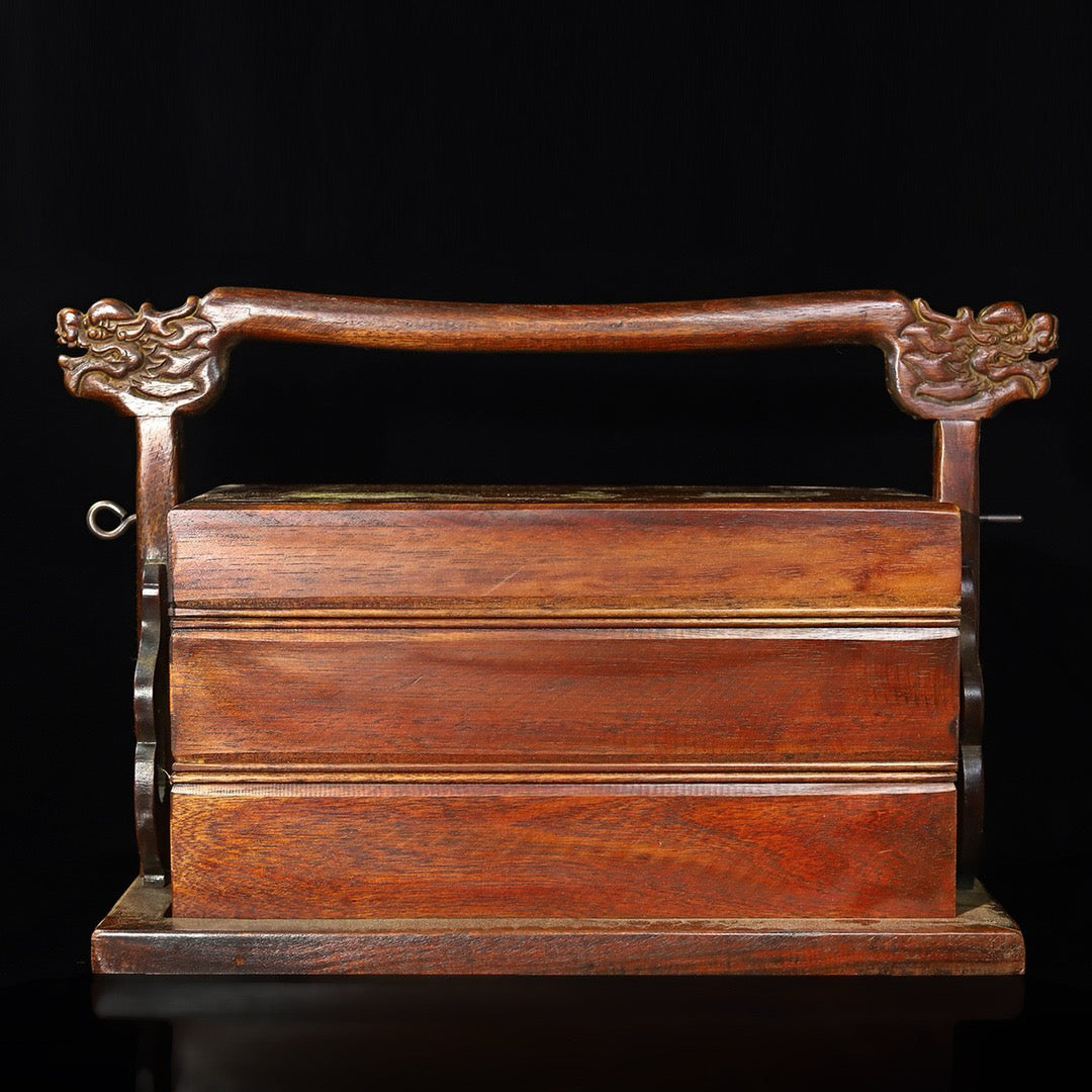 Pear wood inlaid shell portable multi-layer food box