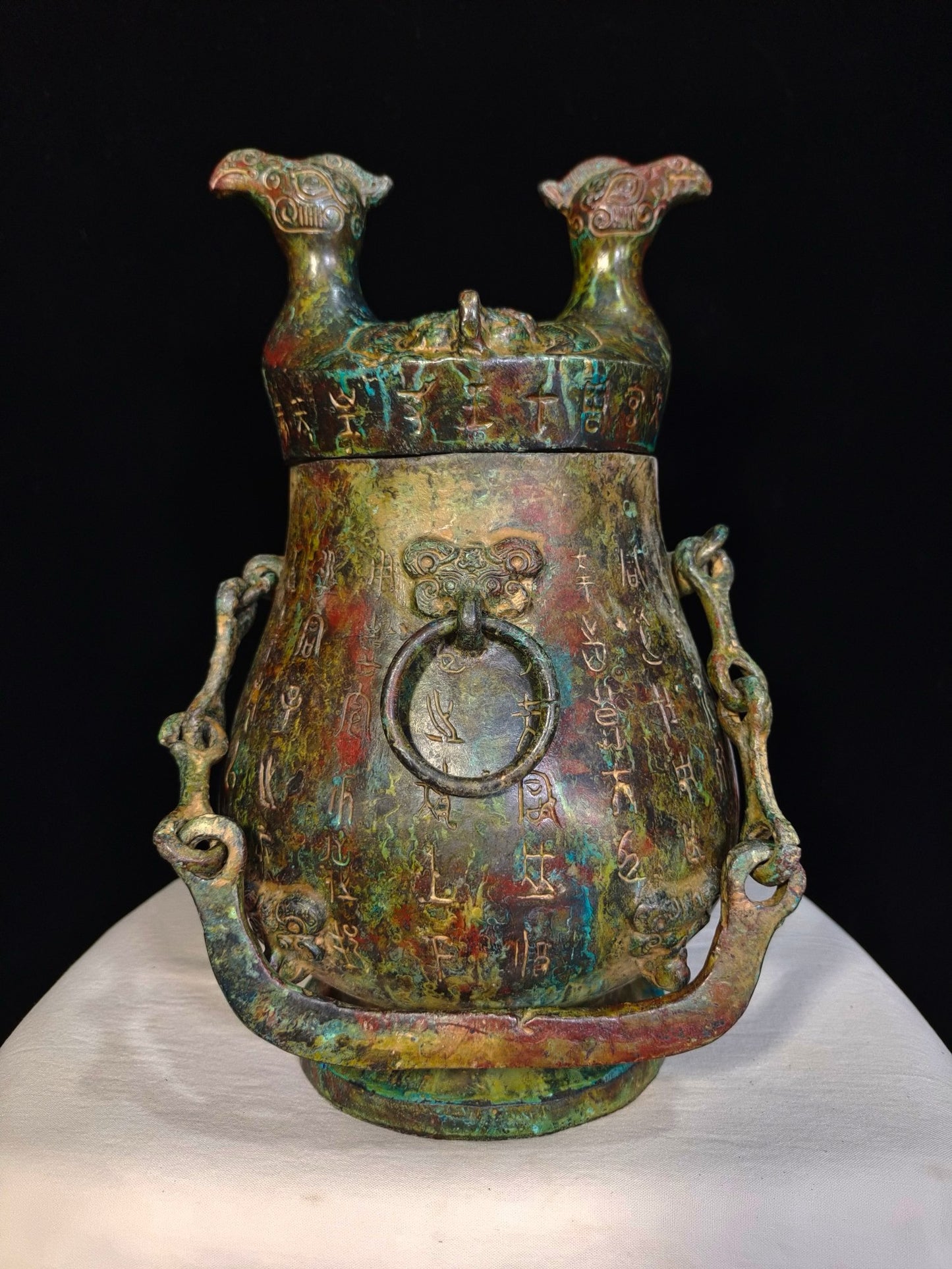 Chinese antique pure copper chain teapot