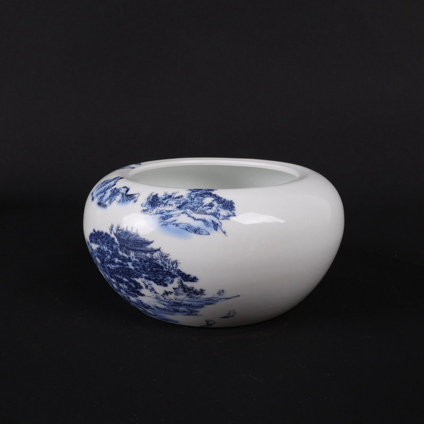 Blue and White Creek Mountain Travel Pattern Brush Wash