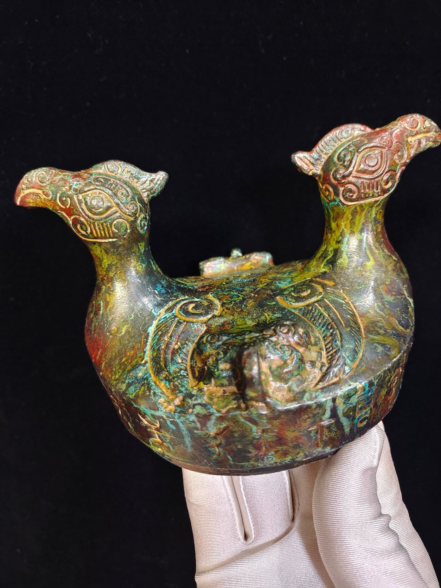 Chinese antique pure copper chain teapot