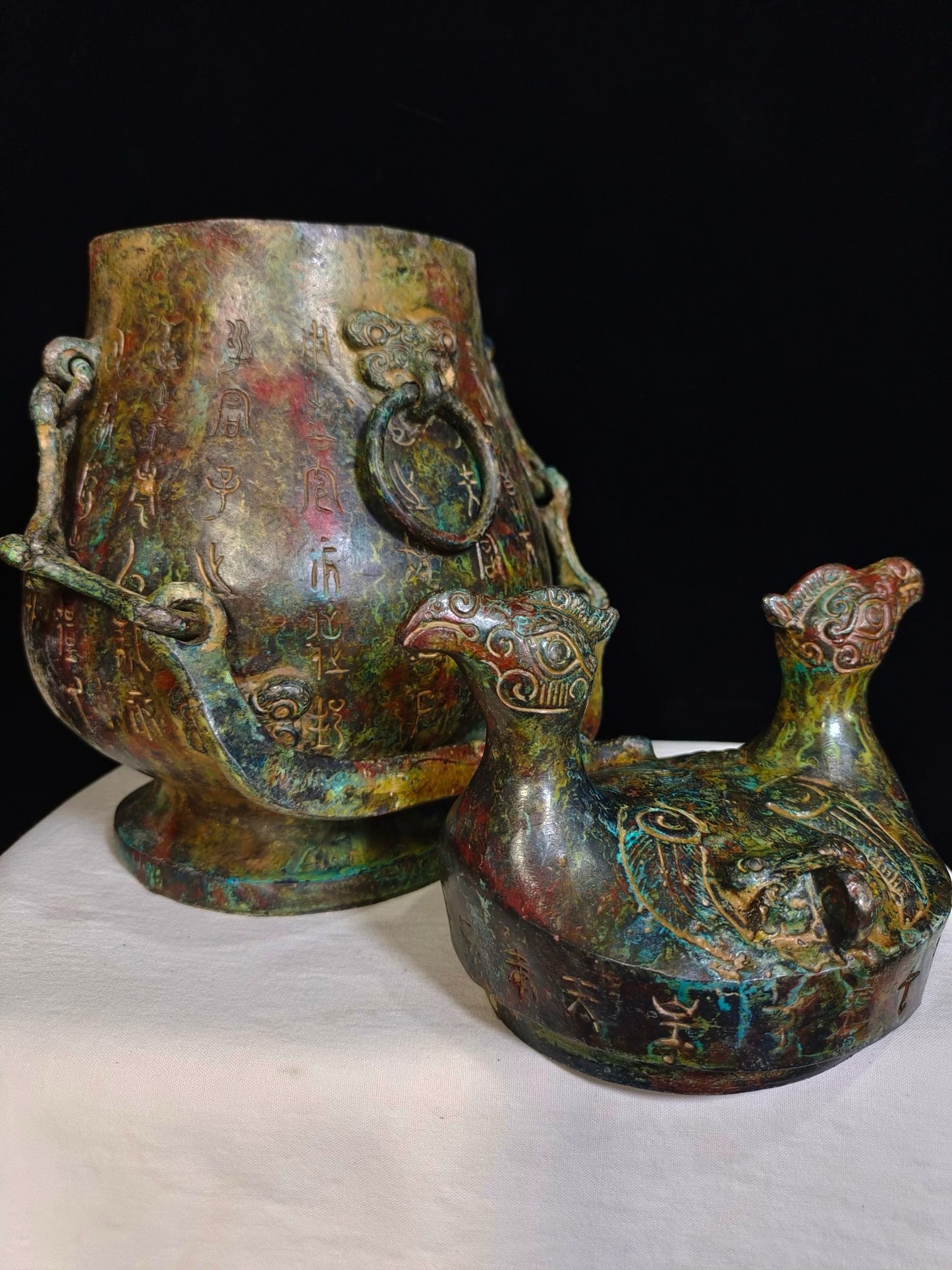 Chinese antique pure copper chain teapot