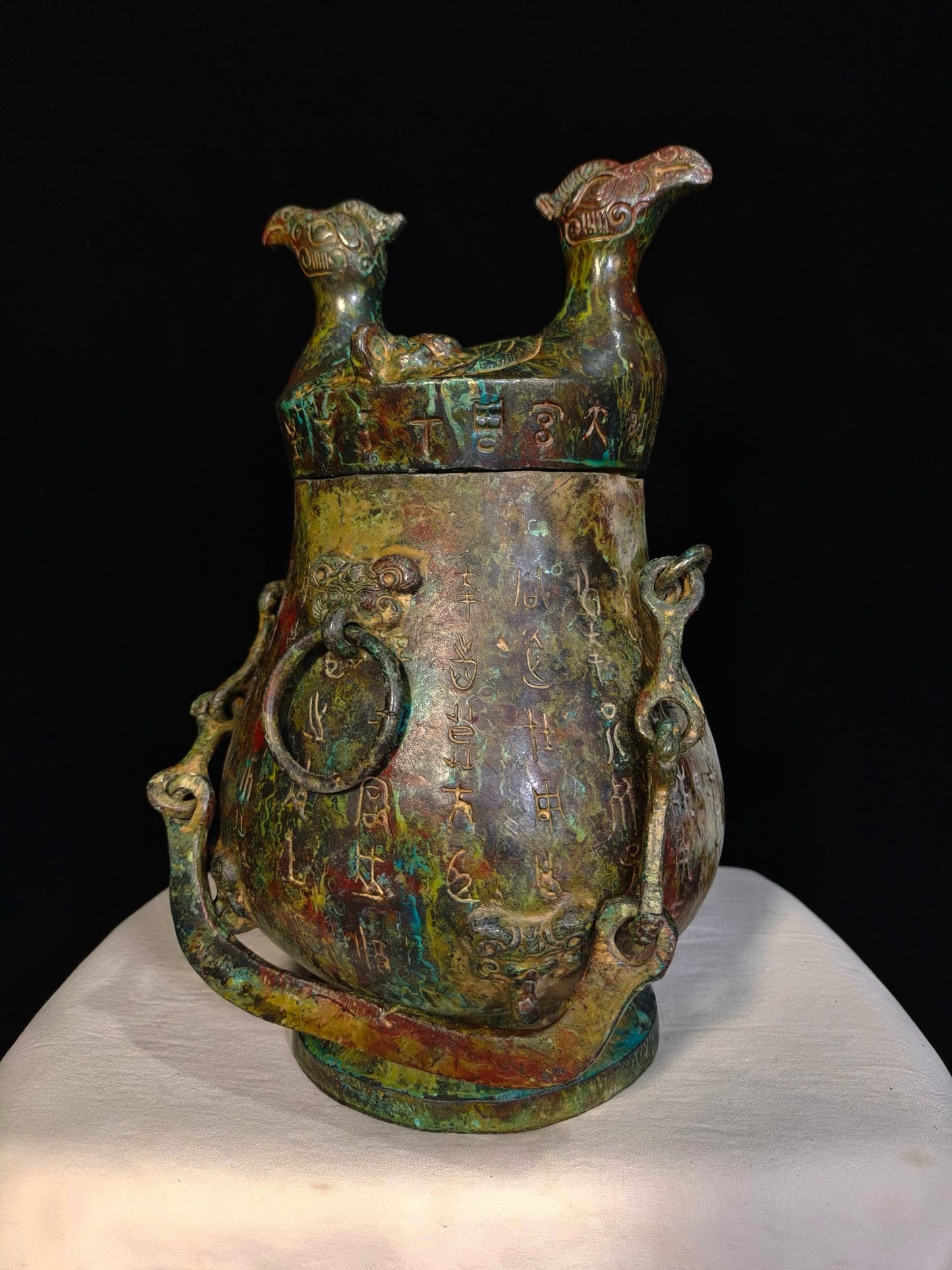 Chinese antique pure copper chain teapot