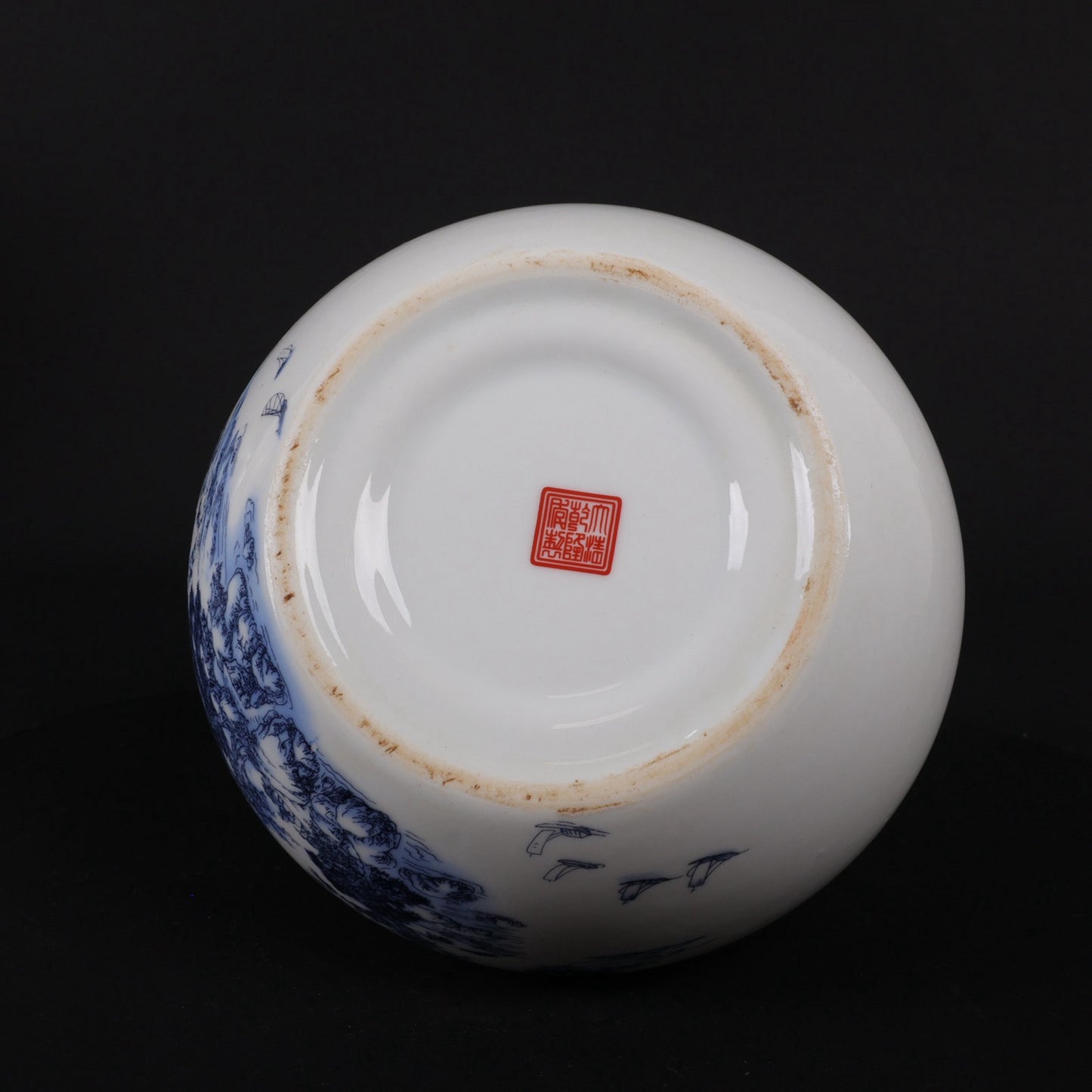 Blue and White Creek Mountain Travel Pattern Brush Wash