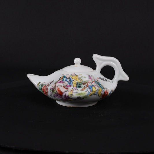 Powder enamel octagonal pot with arhat pattern