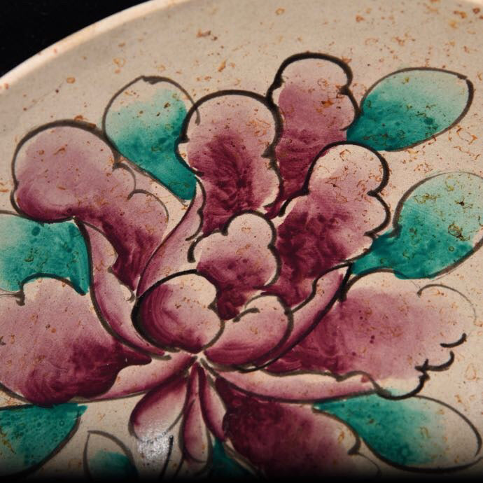 Colorful flower patterned bowl with bucket bottom