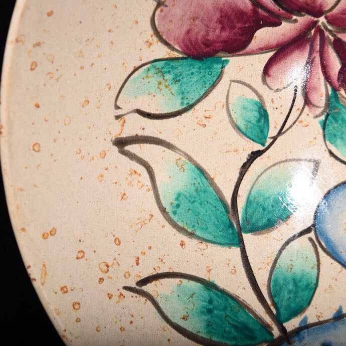 Colorful flower patterned bowl with bucket bottom