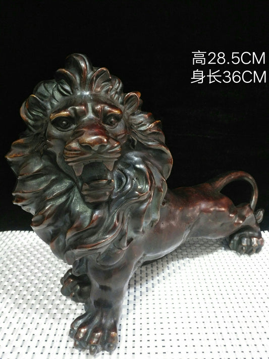 Chinese antique pure copper feng shui ornament lion