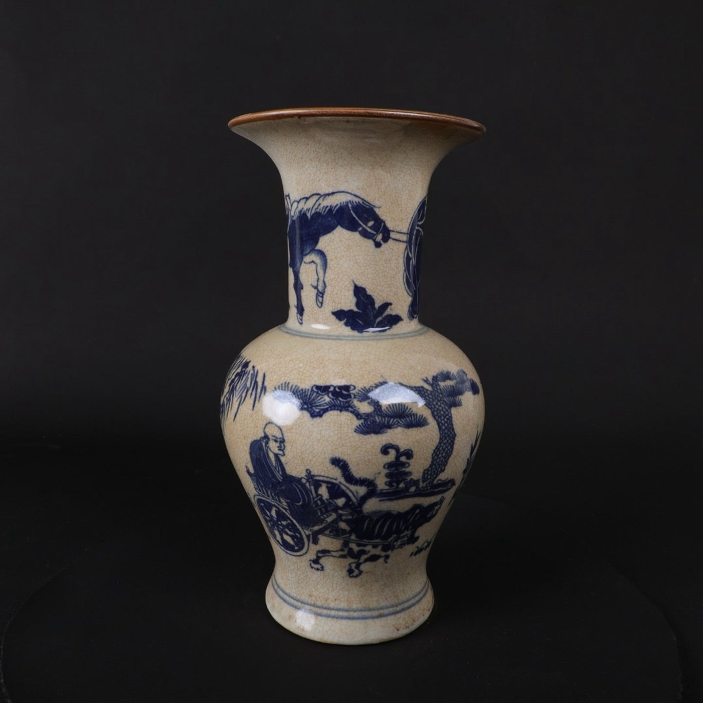 Blue and White Ghost Valley Descending Mountain Pattern Flower Gu