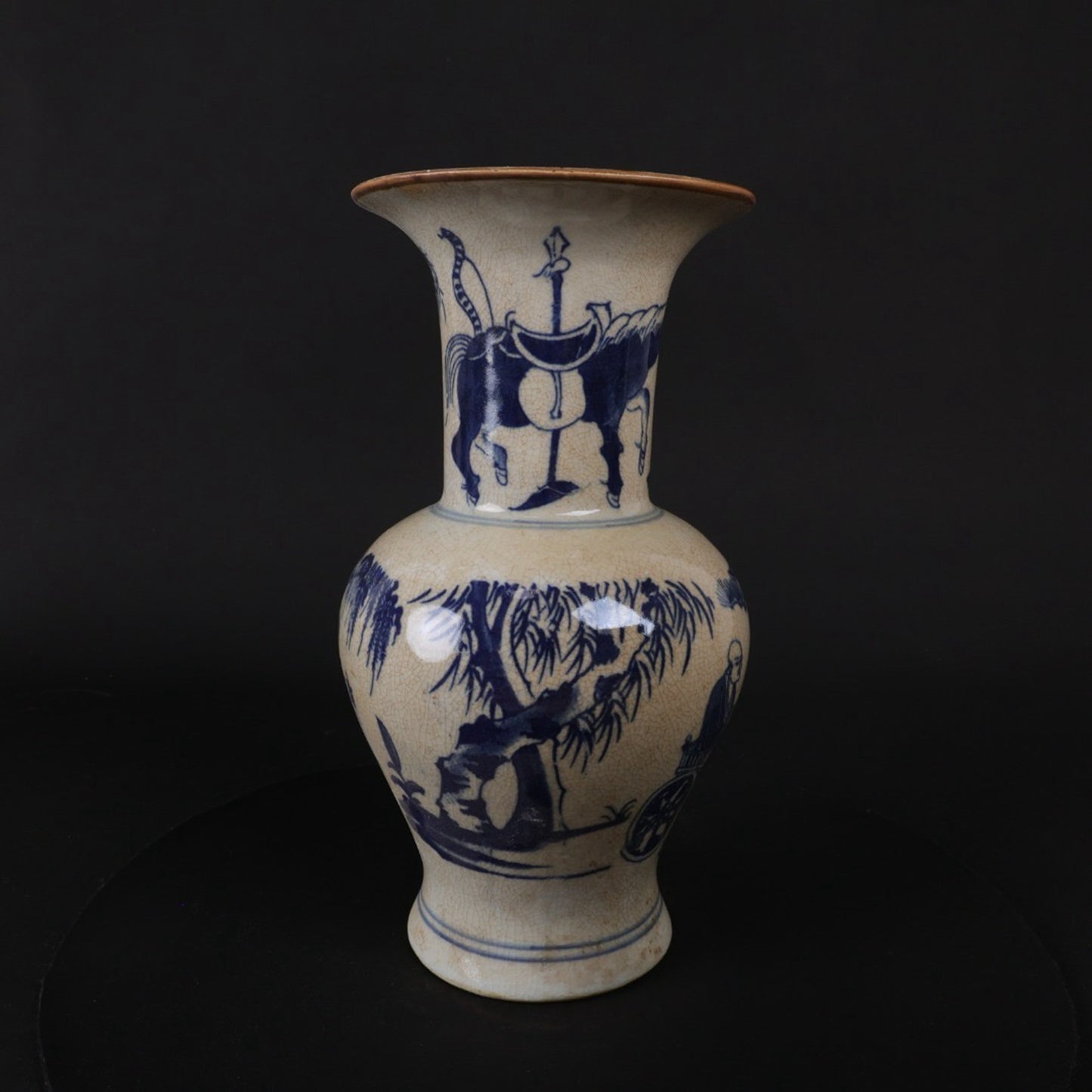 Blue and White Ghost Valley Descending Mountain Pattern Flower Gu