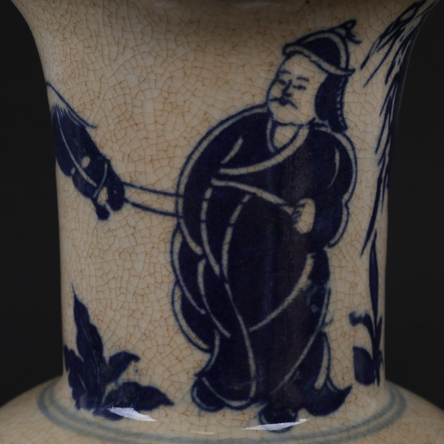 Blue and White Ghost Valley Descending Mountain Pattern Flower Gu