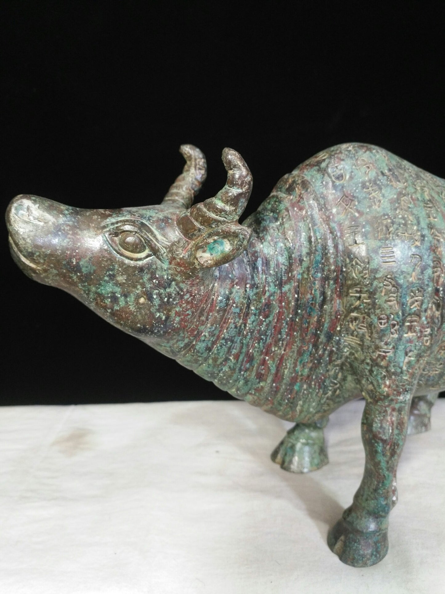 Chinese Antique Bronze Inscription Bull