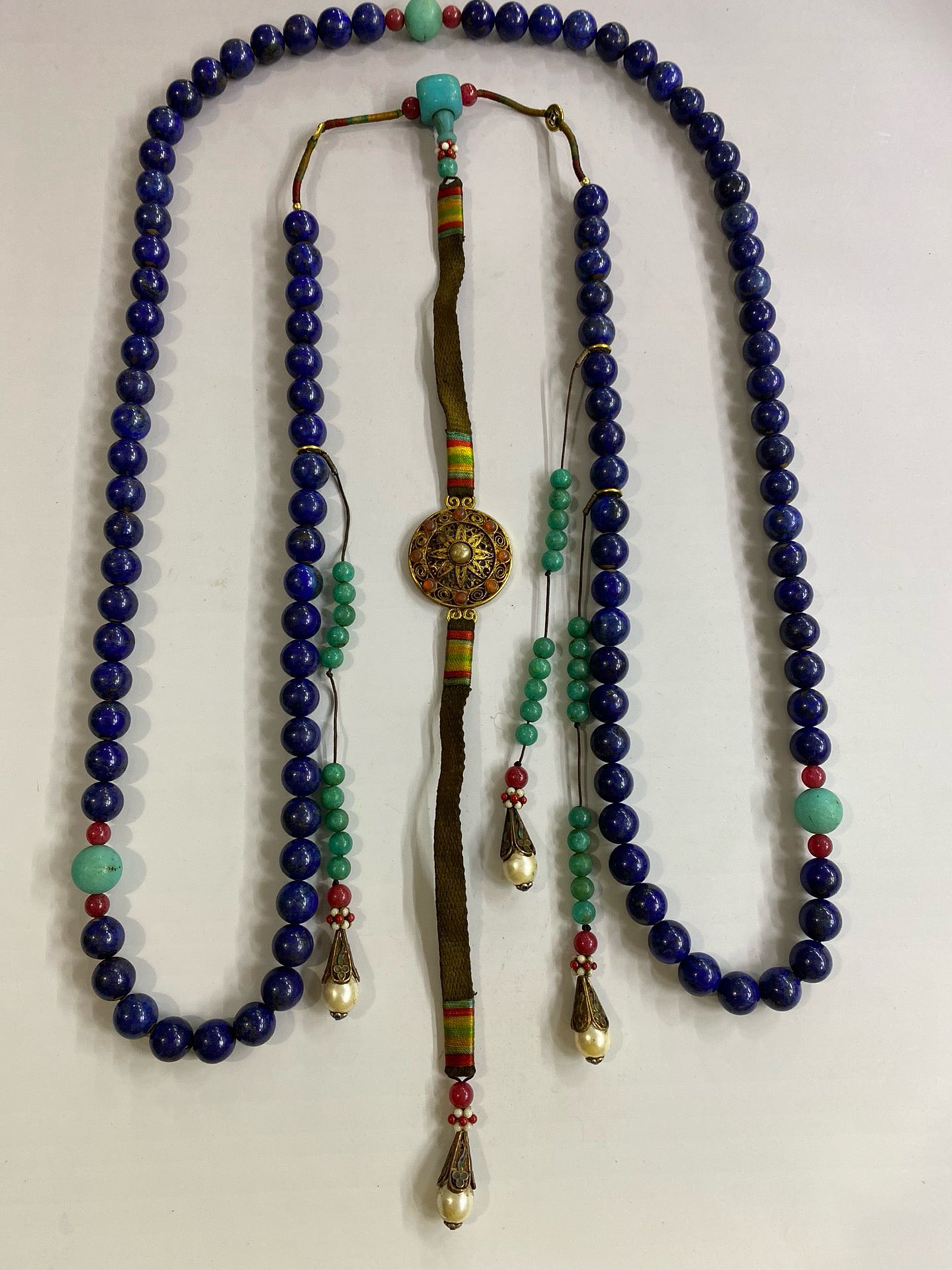 Chinese antique lapis lazuli facing beads