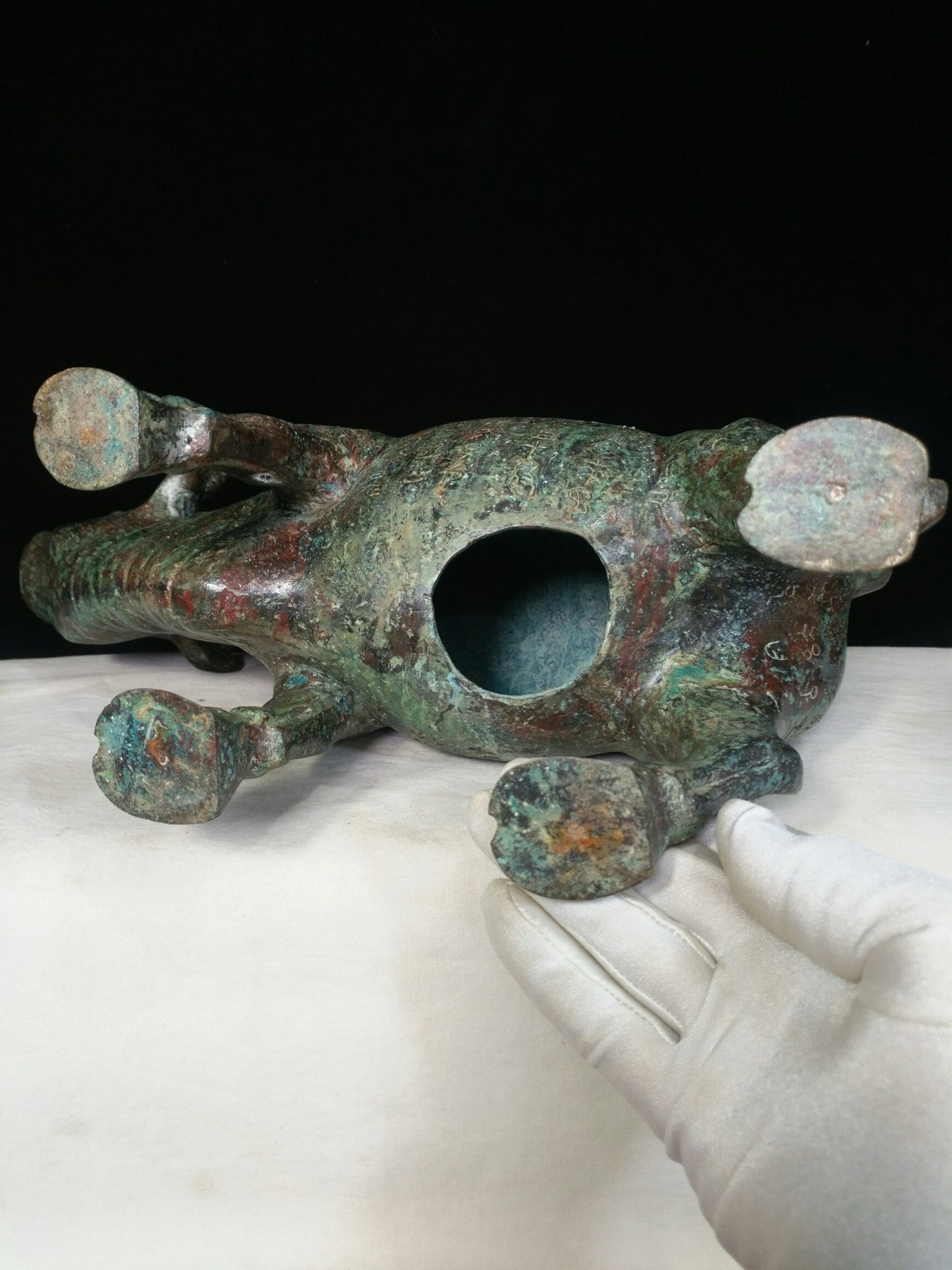 Chinese Antique Bronze Inscription Bull