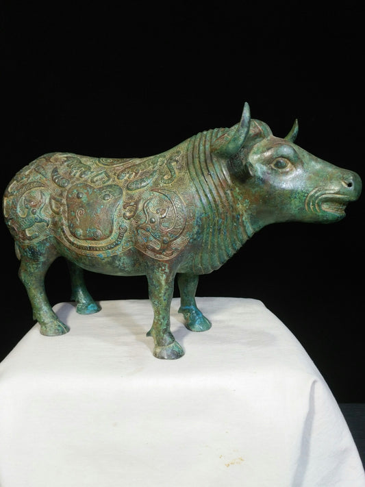 Chinese Antique Bronze Inscription Bull