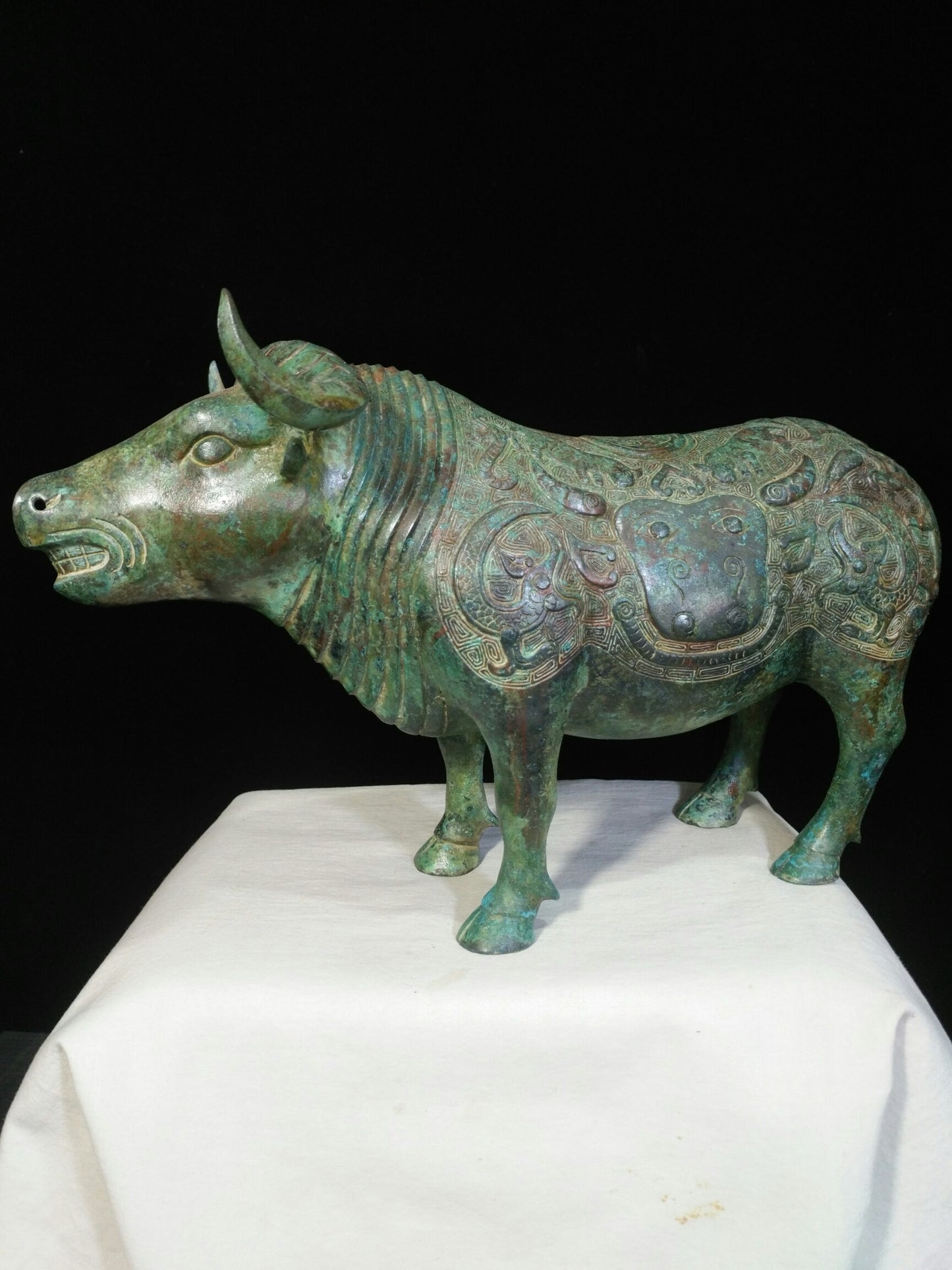 Chinese Antique Bronze Inscription Bull