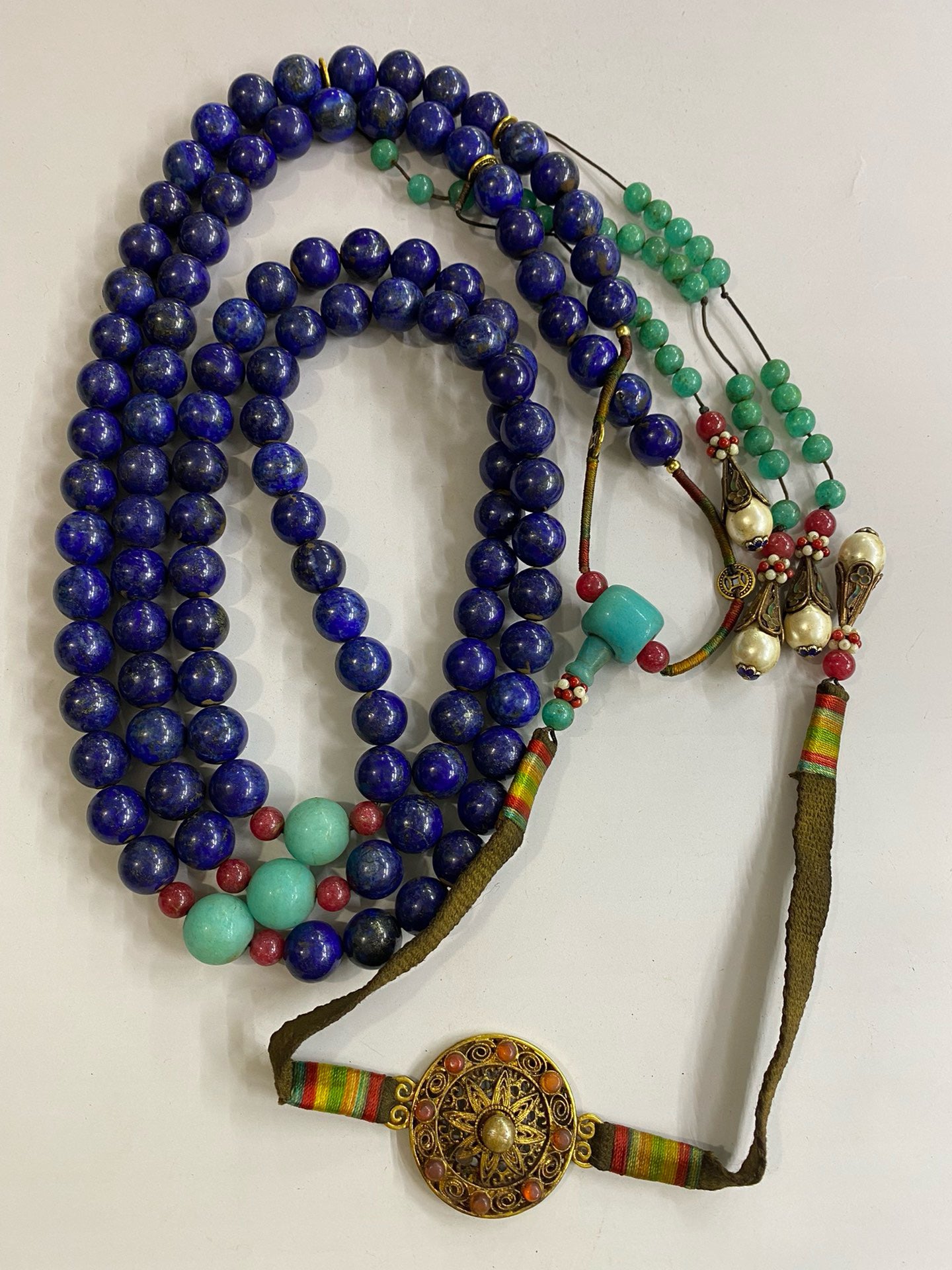 Chinese antique lapis lazuli facing beads