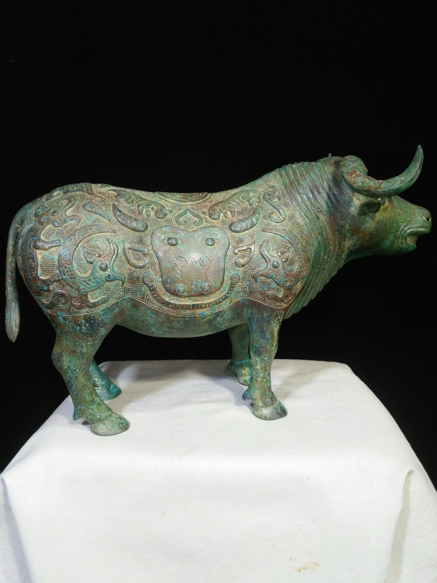 Chinese Antique Bronze Inscription Bull