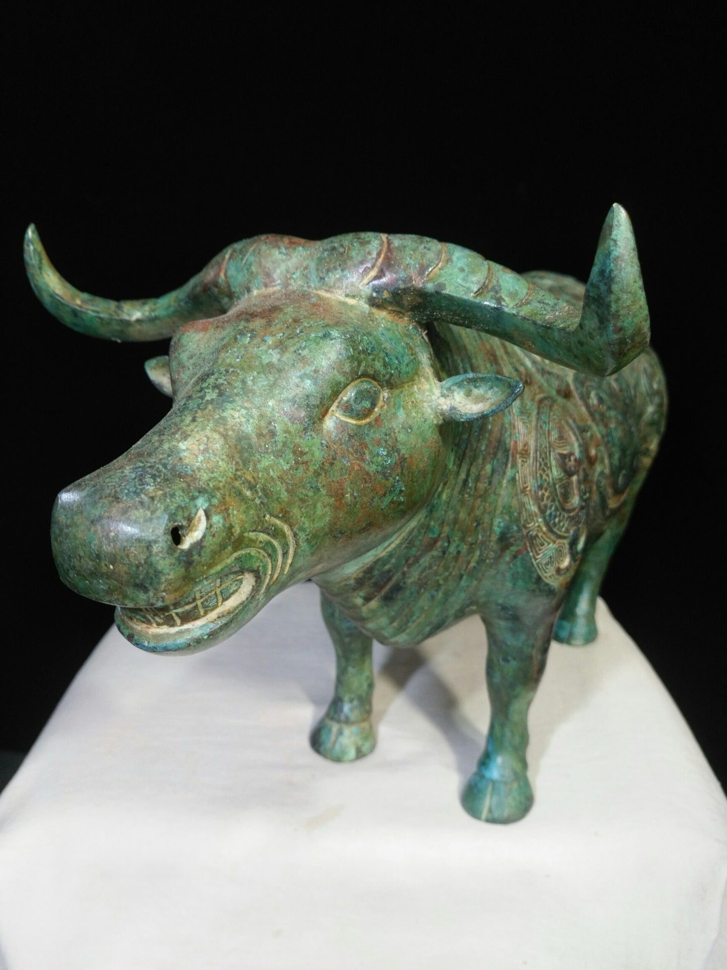 Chinese Antique Bronze Inscription Bull