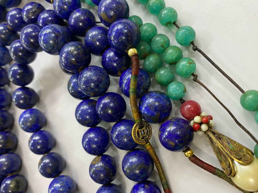 Chinese antique lapis lazuli facing beads